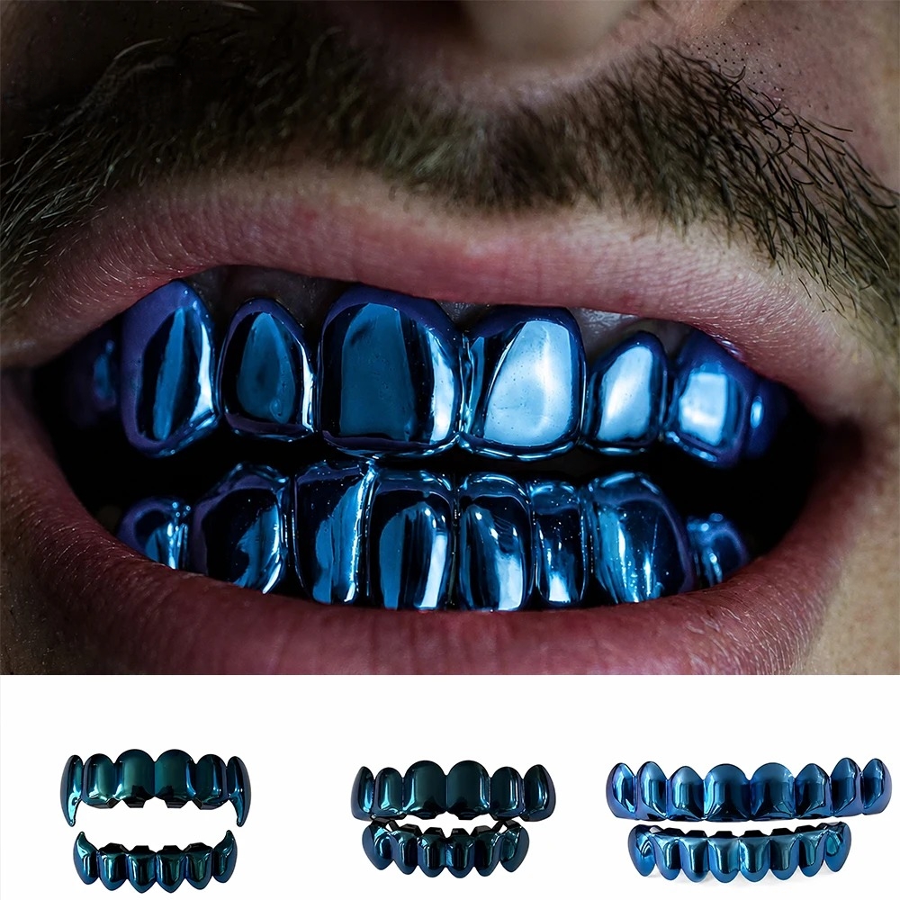 Drone Camera Stabilized - Dunkelblaues Hip-Hop-Grillz-Set für 6-8 Zähne, glatte